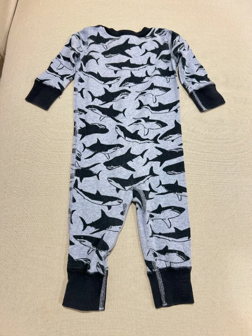 Hanna Andersson Navy Blue Shark Sleeper 6 to 9 Months - Picture 5 of 11